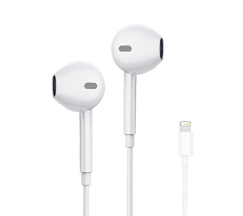 Original Wired Earphones for iPhone 16/15/14/13/12/11 Pro Max, 7/8 Plus, XR/XS/X, iPad – In-Ear Headphones with Lightning, USB-C & 3.5mm Jack