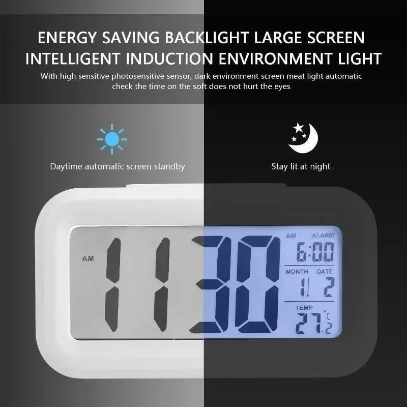 LED Digital Alarm Clock – Multi-Function Desktop Clock with Calendar, Temperature, Date Display – Bedroom Bedside Table Clock, Modern Desk Decoration
