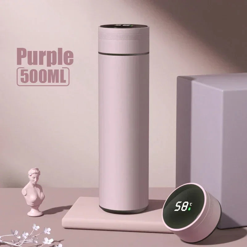 500ml Stainless Steel Thermos Bottle with Temperature Display – Vacuum Insulated Travel Mug for Outdoor Use – Leakproof Thermal Cup