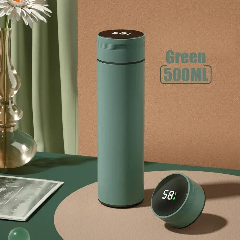 500ml Stainless Steel Thermos Bottle with Temperature Display – Vacuum Insulated Travel Mug for Outdoor Use – Leakproof Thermal Cup