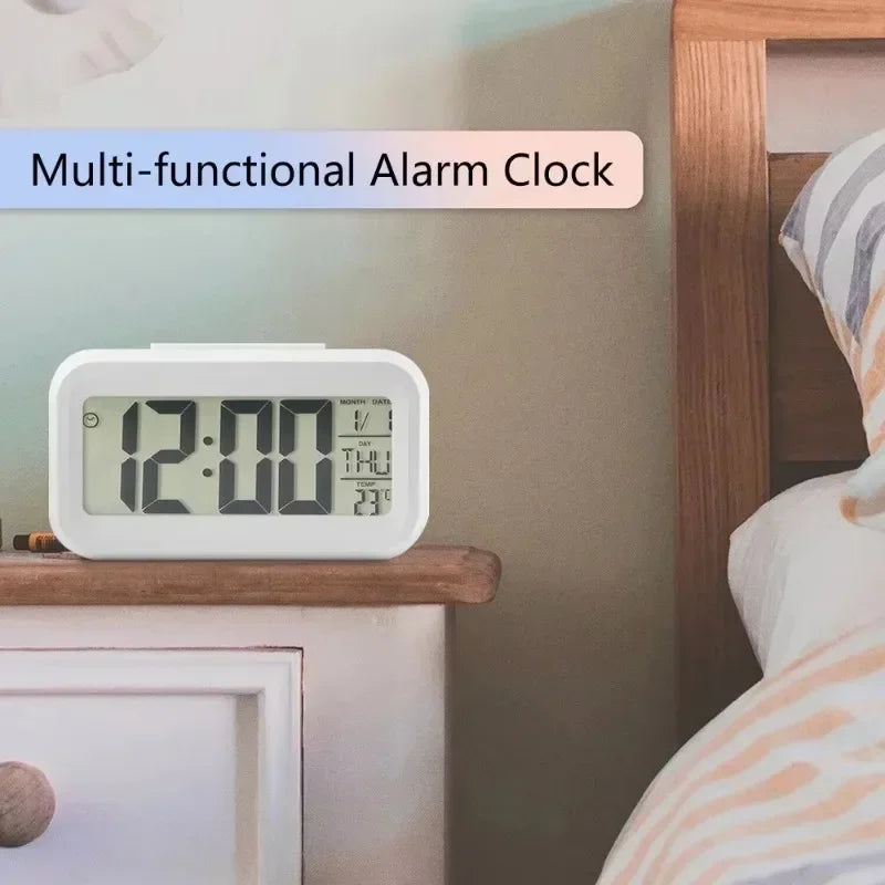 LED Digital Alarm Clock – Multi-Function Desktop Clock with Calendar, Temperature, Date Display – Bedroom Bedside Table Clock, Modern Desk Decoration