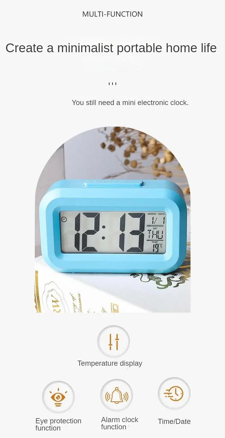 LED Digital Alarm Clock – Multi-Function Desktop Clock with Calendar, Temperature, Date Display – Bedroom Bedside Table Clock, Modern Desk Decoration