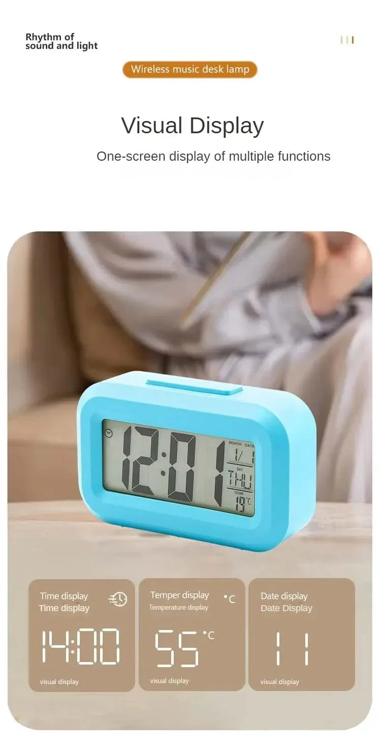 LED Digital Alarm Clock – Multi-Function Desktop Clock with Calendar, Temperature, Date Display – Bedroom Bedside Table Clock, Modern Desk Decoration