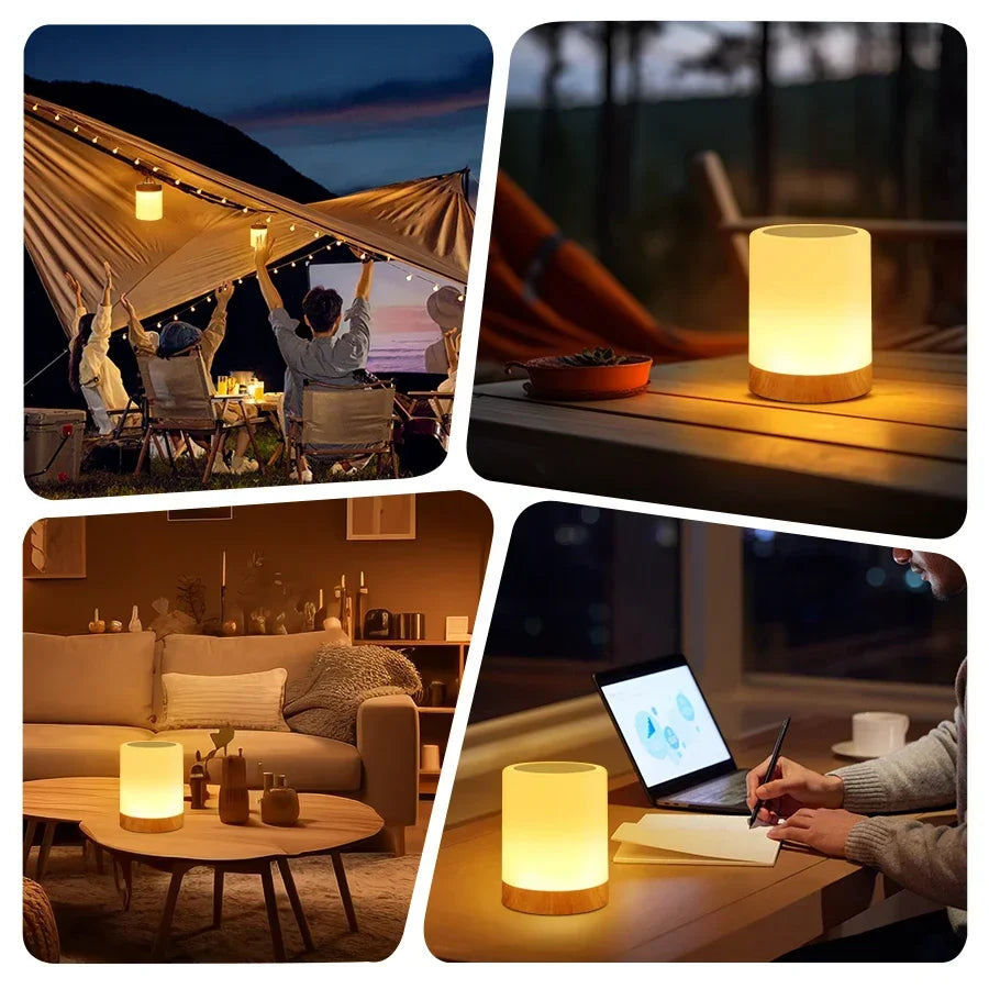 Portable Touch Bedside Lamp – USB Rechargeable LED Night Light for Bedroom, Kids, Desk, Camping & Gifts – Dimmable RGB Mood Light for Room Decor
